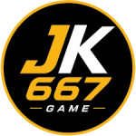 JK667 Game logo with golden text on black background.