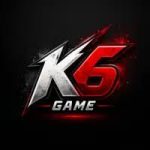 K6 Game logo with bold silver and red design on dark background