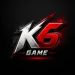 K6 Game logo with bold silver and red design on dark background