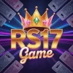 RS17 Game logo with a golden crown and playing cards on a purple glowing background.