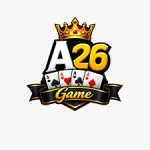 A26 Game official logo featuring playing cards and a golden crown on a black and gold shield badge