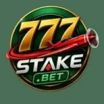 777stake.bet logo with golden 777 and red stake design on dark green background.