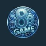 8B Game official logo with a shiny blue 3D bubble design, bold 8B text, and gaming icons on a dark background.