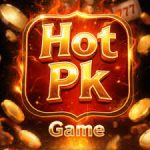 HOT PK Game logo with golden flames and coins on dark background