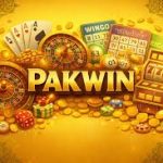 Pakwin Game promotional banner featuring casino-style games, gold coins, roulette wheels, cards, slot machines