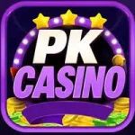 PK CASINO official logo with gold stars, purple background, and colorful coins