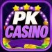 PK CASINO official logo with gold stars, purple background, and colorful coins