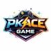 PKACE Game logo featuring a game controller icon on top, bold colorful text in blue, orange and yellow tones with a lightning bolt design on a white background