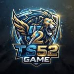 TS52 Game official logo featuring a golden lion with wings and a lightning bolt, bold blue and gold design on a dark background