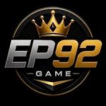 EP92 Game official logo featuring a golden crown on top, bold silver and black "EP92" text in the center, and "GAME" written below with decorative gold lines on a dark circular background.